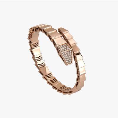 دستبند جواهر مار بولگاری سر برلیان (Serpenti)
